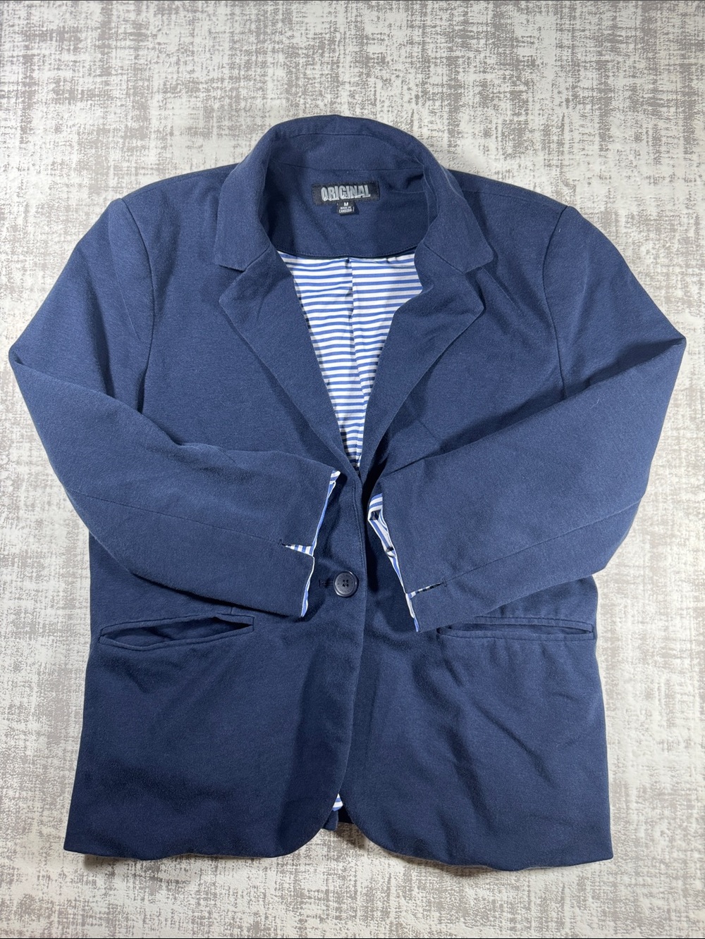 Nicole Miller Original Womens Medium Navy Single Button Blazer Jacket